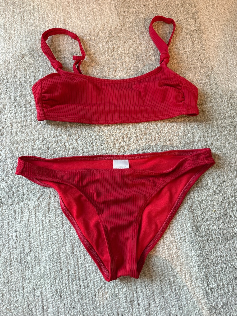 Red Ribbed Bikini Set - Women's Two-Piece Swimwear